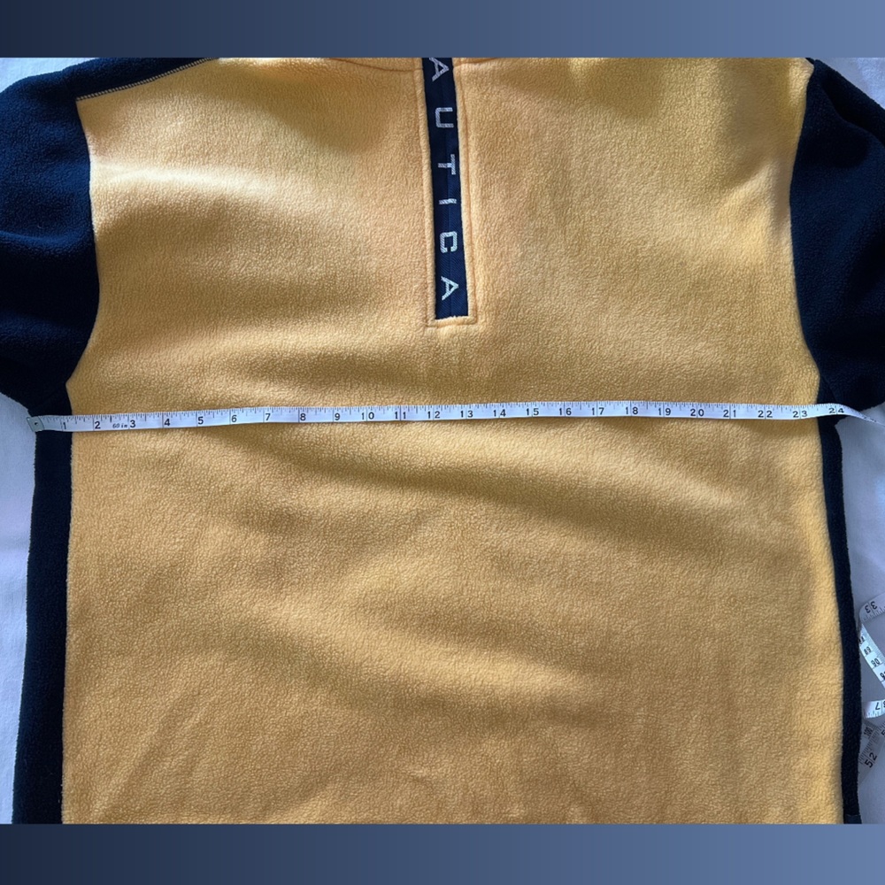 ❌SOLD❌ NAUTICA VINTAGE Nautech Fleece Pullover 1/4 Zip Yellow Navy | MEDIUM - Picture 11 of 12